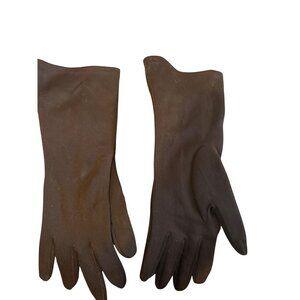 Vintage Women's ONE SIZE Chocolate Brown Stretch Nylon Gloves Wrist Philippines